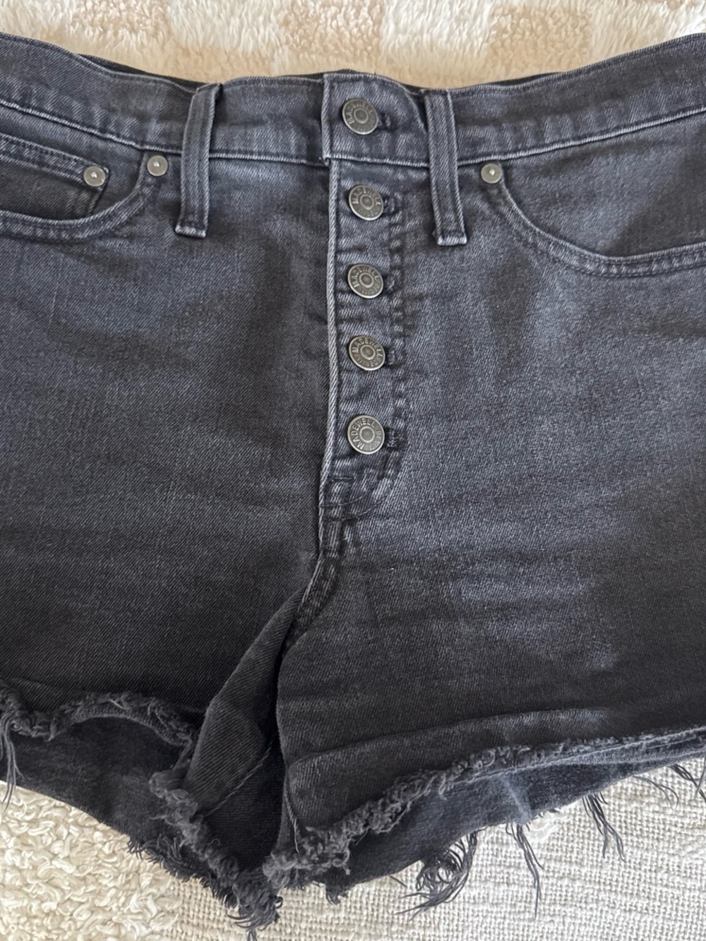 Madewell Washed Black High-Rise Denim Shorts